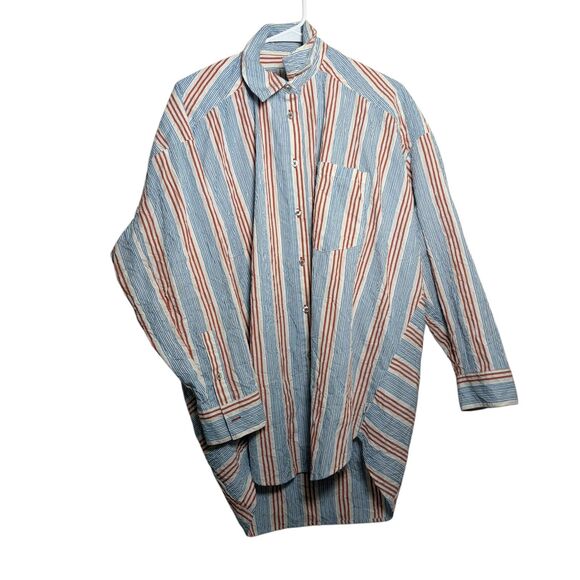 Urban Outfitters BDG Shirt Women's Medium Striped Oversized Baggy Button Up - Picture 1 of 11